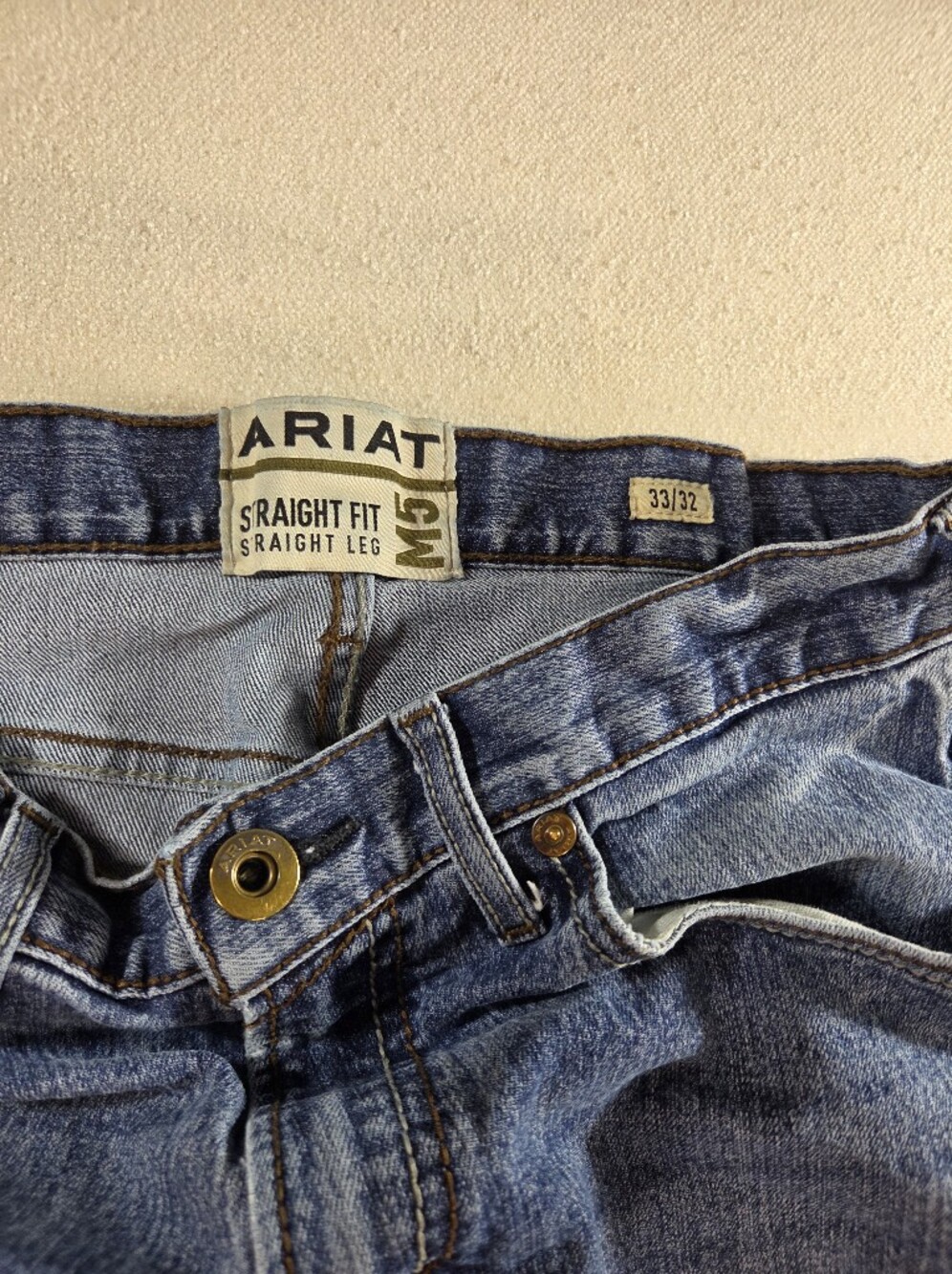 Ariat M5 Straight Fit Jeans Mens 33x32 Skyland Wash - Picture 2 of 6